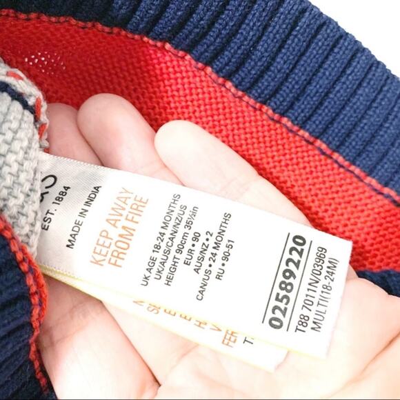 Marks and Spencer Dinosaur Christmas Tree Striped Sweater - Picture 9 of 9